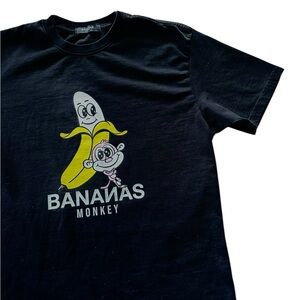 Bananas Monkey Short Sleeve T-Shirt - Mens Oversized Small - Black